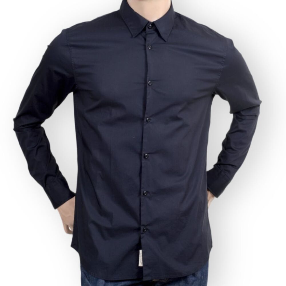 Scotch & Soda Slim Fit Stretch Cotton Shirt in Dark Navy Blue Sz M 20 x 32" - Picture 2 of 12